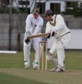 Charles Boucher plays square of the wicket