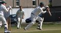 Jamie Heywood plays square to the wicket