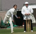 Atul Sachdeva bowling round the wicket