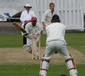 The bowler Steven Croft, batsman Charlie Williams and wicketkeeper James Smith
