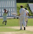 Bilal Asad is bowled by Steven Croft