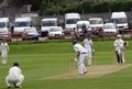 Oliver Field bowling to Graham Dawson