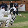 Duncan Whalley and Ryan Bailey watch the ball fly through the slip area
