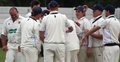 A Fleetwood huddle at the fall of a wicket
