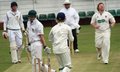 Sam Bell bowls Iain Kermode 