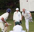 Gary Collins bowls to Adam Shorrocks