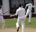 Chris D'Leny edges the ball through the slips off Brett Pelser