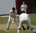 Luis Reece nearly bowled by Ben Willis