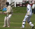 Seejwah Weerakoon and Tom Barnfield watch the ball go to thirdman