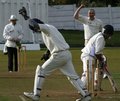 Lewis Edge makes a fine catch to dismiss Darwen pro Mohammad Zaman Khan off Ricahrd Cupit